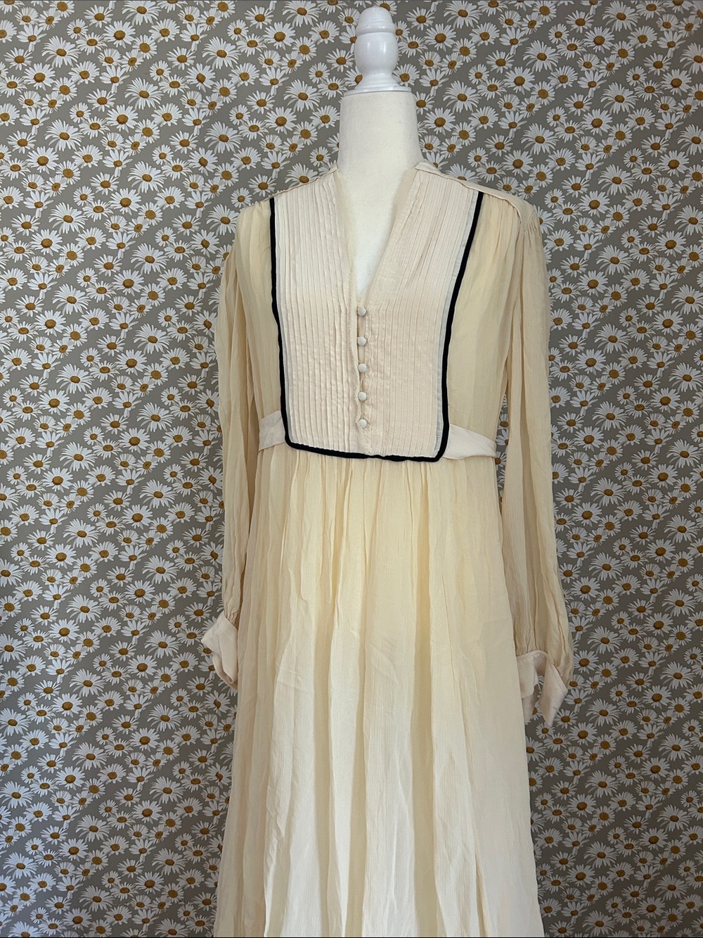 Zara Cream Long-Sleeve Maxi Dress